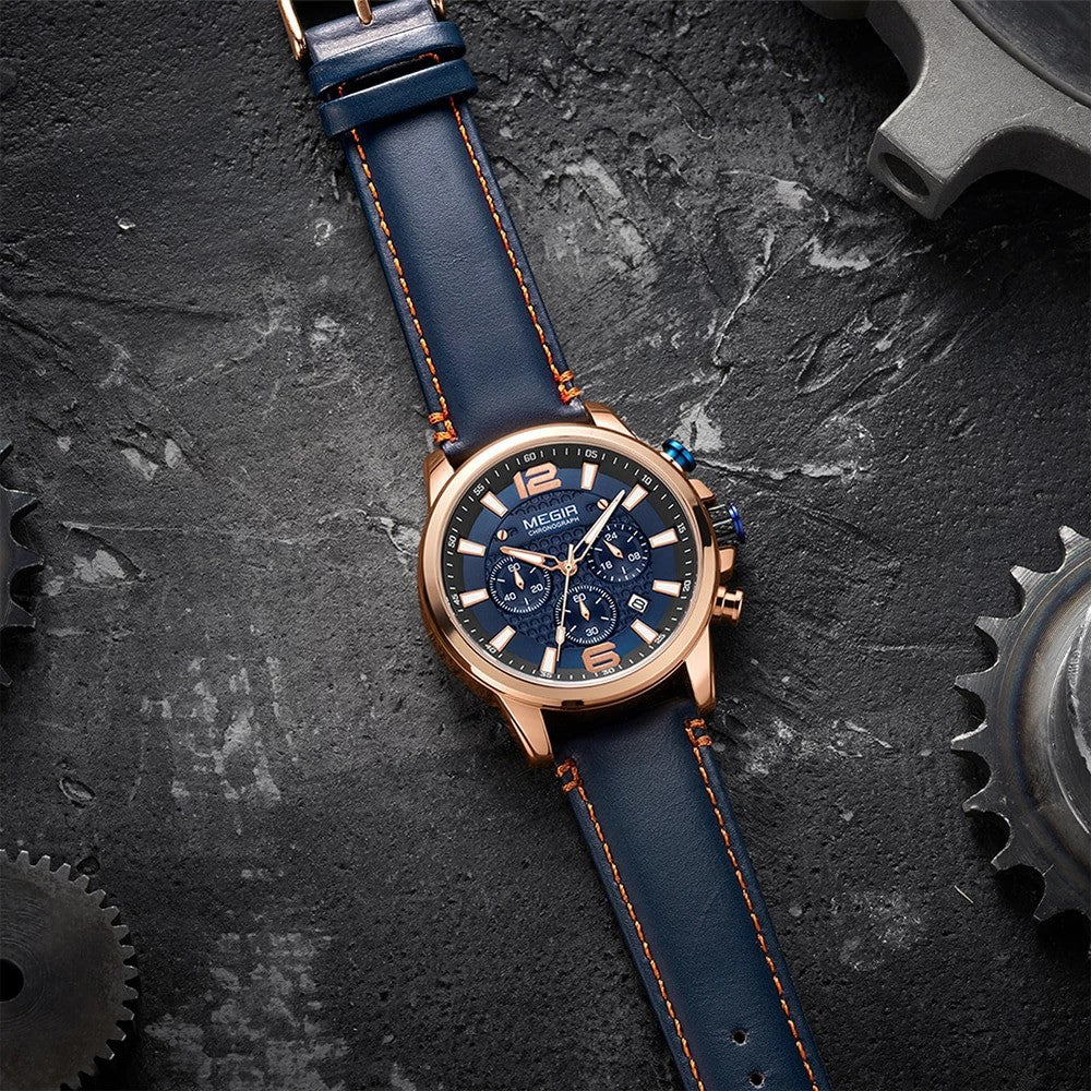 MEGIR 2156 Fine Leather Quartz Chronograph