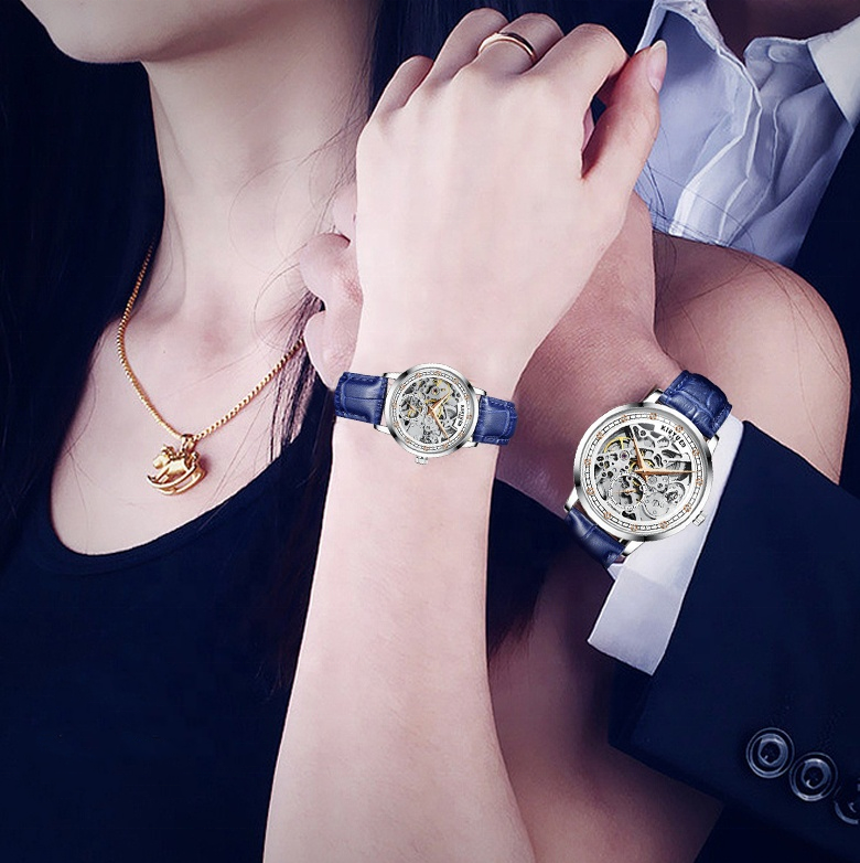 KINYUED Couples Automatic Skeleton Watch