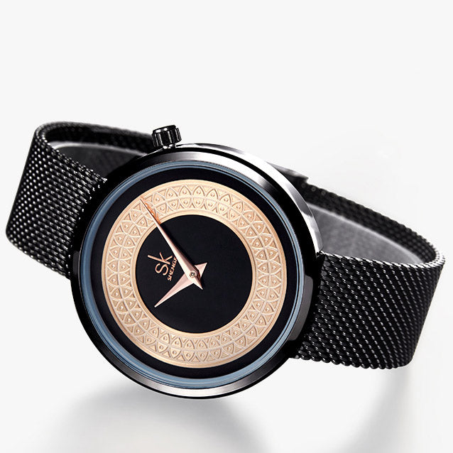 SK K094 Steel Mesh Quartz Wristwatch