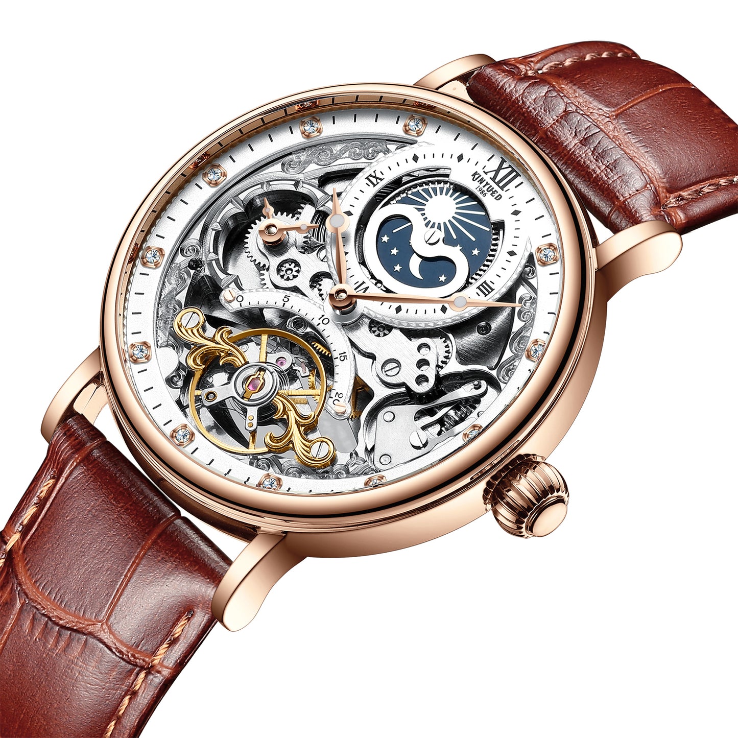KINYUED Sun Moon Phase Mechanical Watch