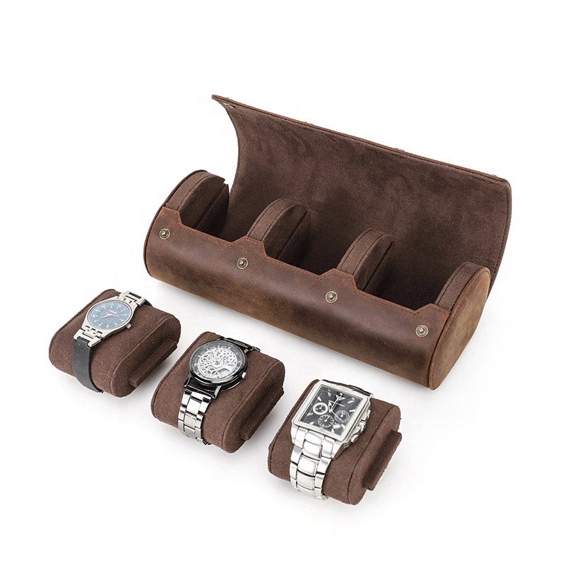 Crazyhorse Handcrafted Leather Watch Roll Case